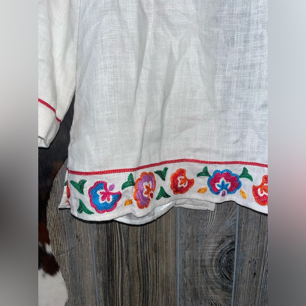 Linea Louis Dell’Olio size XS linen bright embroidered white super cute jacket - Picture 8 of 9